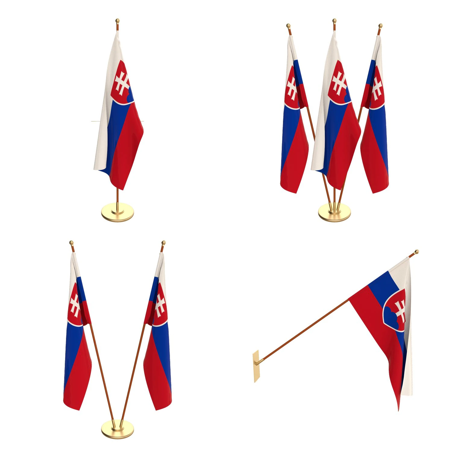 slovakia flag pack 3D Model .c4d .max .obj .3ds .fbx .stl .blend 