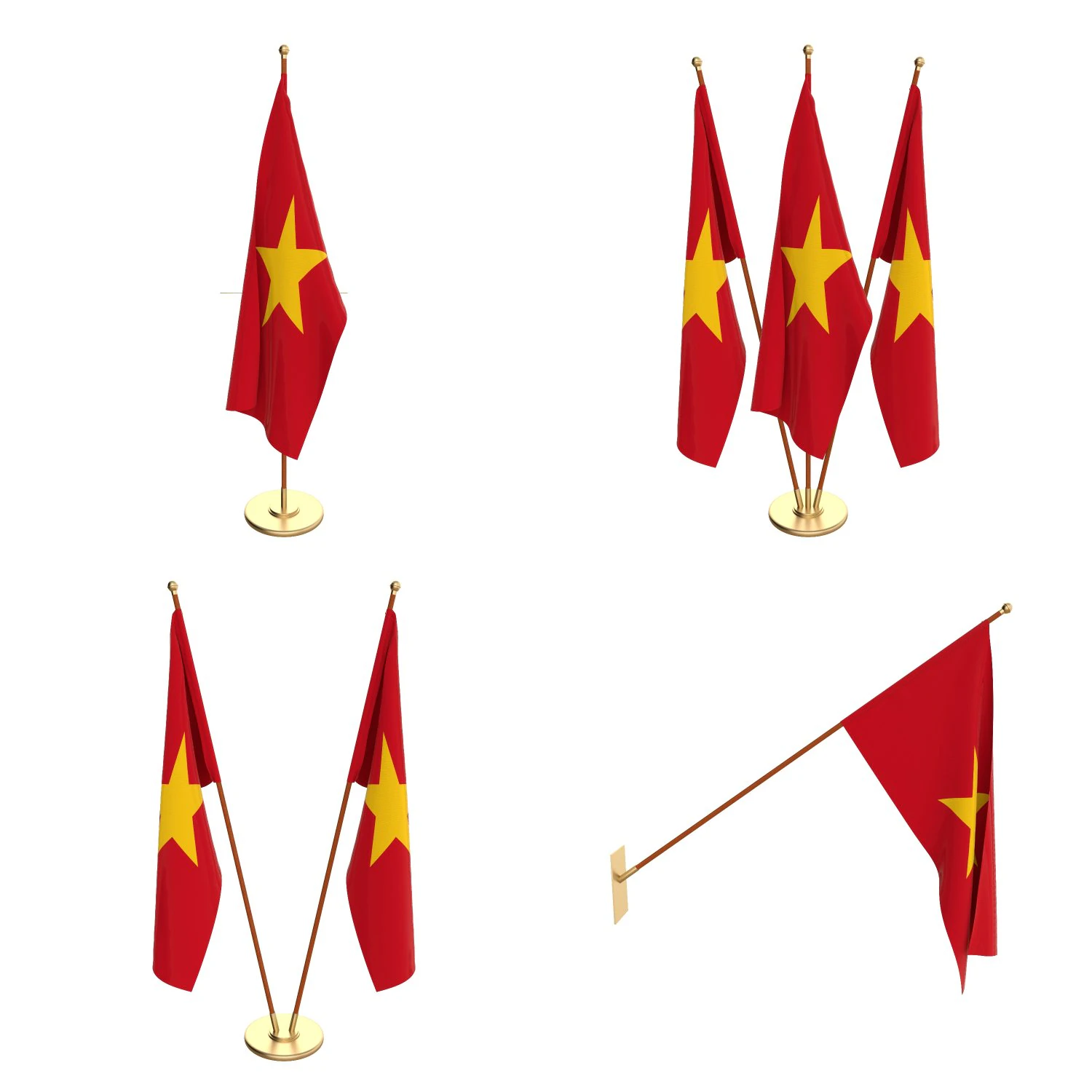vietnam flag pack 3D Model .c4d .max .obj .3ds .fbx .stl .blend