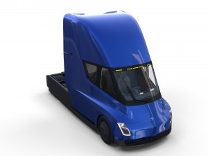 tesla truck with chassis interior and trailer blue Modelo 3D