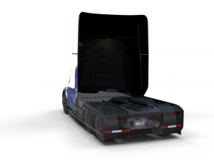 tesla truck with chassis interior and trailer blue Modelo 3D