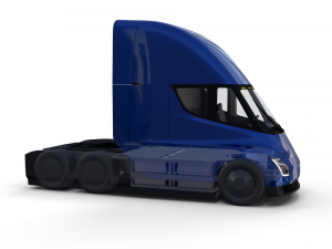 tesla truck with chassis interior and trailer blue Modelo 3D