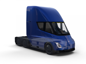 tesla truck with chassis interior and trailer blue Modelo 3D