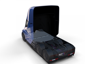 tesla truck with chassis interior and trailer blue Modelo 3D