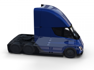 tesla truck with chassis interior and trailer blue Modelo 3D