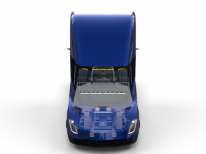 tesla truck with chassis interior and trailer blue Modelo 3D