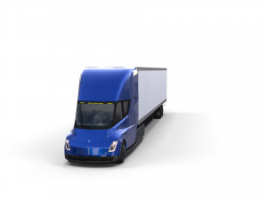 tesla truck with chassis interior and trailer blue Modelo 3D