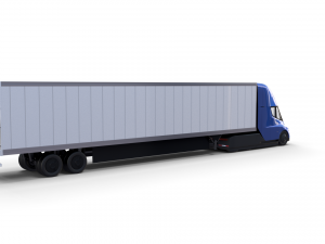 tesla truck with chassis interior and trailer blue Modelo 3D