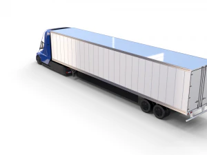 tesla truck with chassis interior and trailer blue 3D Model