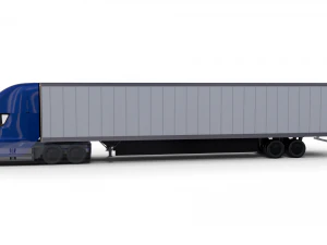tesla truck with chassis interior and trailer blue 3D Model