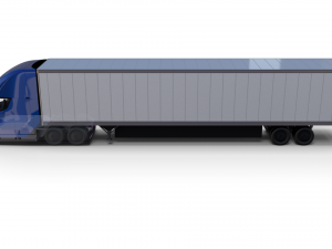 tesla truck with chassis interior and trailer blue Modelo 3D