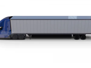 tesla truck with chassis interior and trailer blue 3D Model