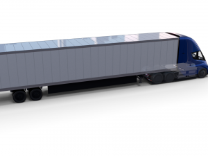 tesla truck with chassis interior and trailer blue Modelo 3D