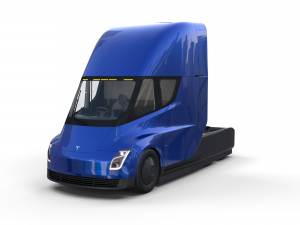 tesla truck with chassis interior and trailer blue Modelo 3D