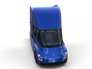 tesla truck with chassis and interior blue 3D Модель