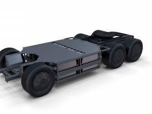 tesla truck with chassis and interior blue 3D Модель