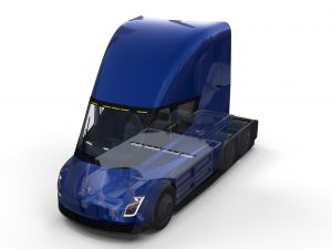 tesla truck with chassis and interior blue 3D Модель