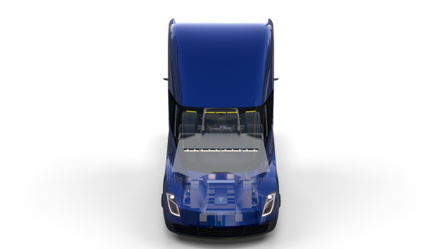 tesla truck with chassis and interior blue 3D Модель .c4d .max .obj .3ds .fbx .stl .blend 