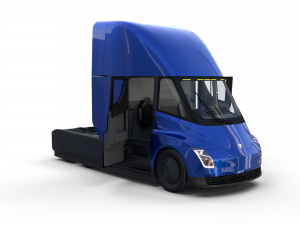 tesla truck with chassis and interior blue 3D Модель