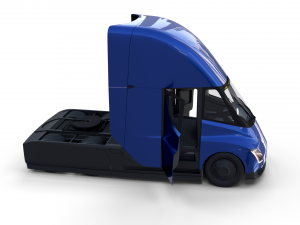 tesla truck with chassis and interior blue 3D Модель