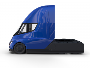 tesla truck with interior and trailer blue Modelo 3D