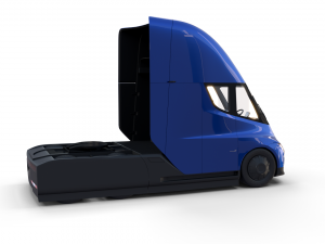 tesla truck with interior and trailer blue Modelo 3D