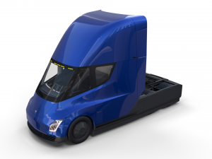 tesla truck with interior and trailer blue Modelo 3D