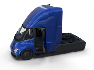 tesla truck with interior and trailer blue Modelo 3D
