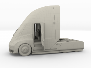tesla truck with interior and trailer blue Modelo 3D