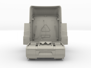 tesla truck with interior and trailer blue Modelo 3D