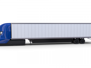 tesla truck with interior and trailer blue Modelo 3D