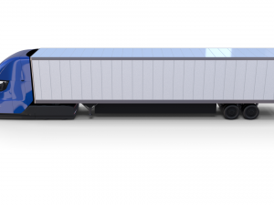 tesla truck with interior and trailer blue Modelo 3D