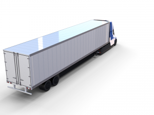 tesla truck with interior and trailer blue Modelo 3D