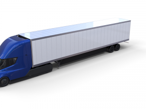 tesla truck with interior and trailer blue Modelo 3D