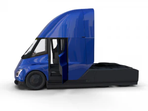 tesla truck with interior blue 3D Model