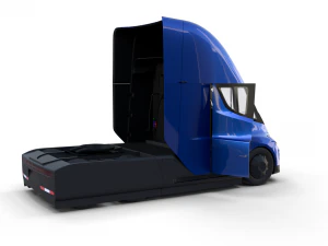 tesla truck with interior blue 3D Model