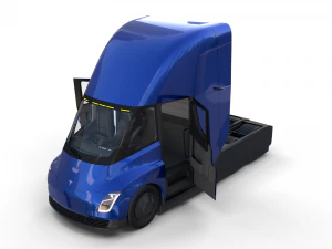 tesla truck with interior blue 3D Model
