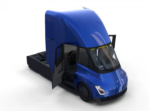 tesla truck with interior blue 3D Model