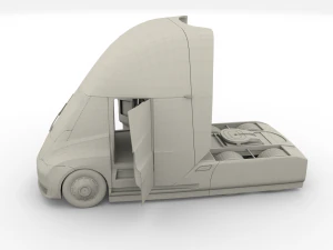 tesla truck with interior blue 3D Model