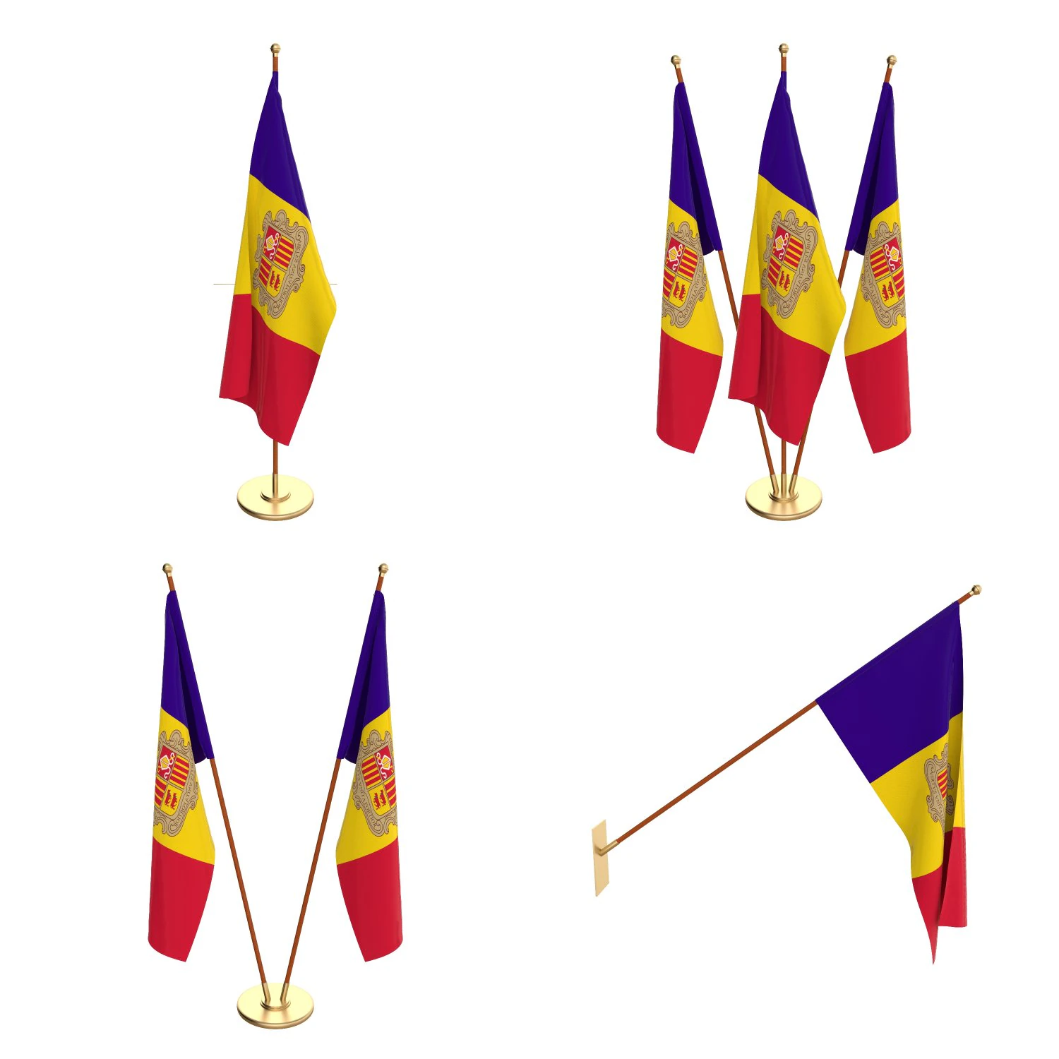 andorra flag pack 3D Model .c4d .max .obj .3ds .fbx .stl .blend 