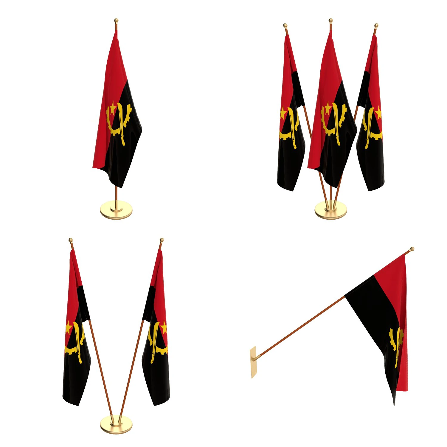 angola flag pack 3D Model .c4d .max .obj .3ds .fbx .stl .blend 