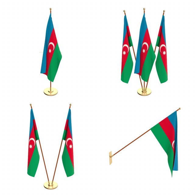 azerbaijan flag pack 3D Model .c4d .max .obj .3ds .fbx .stl .blend
