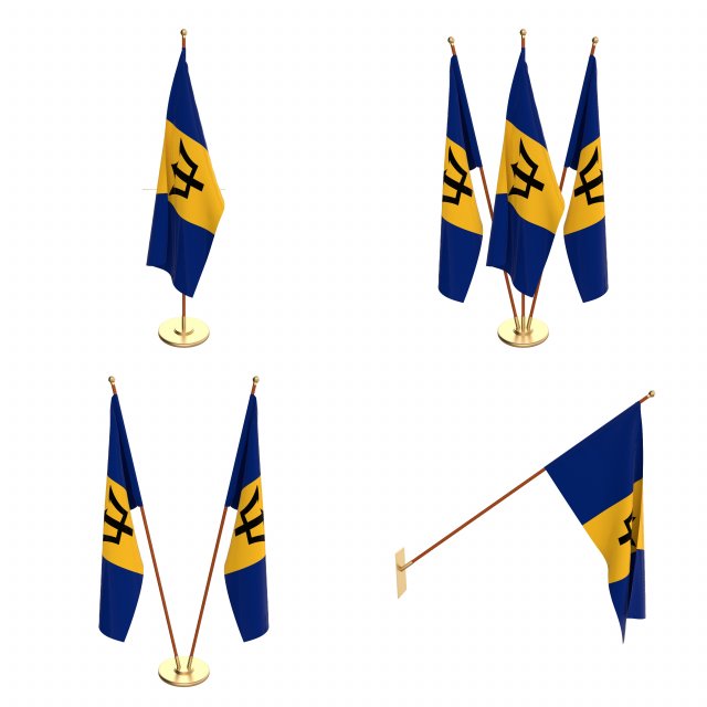 barbados flag pack 3D Model .c4d .max .obj .3ds .fbx .stl .blend 