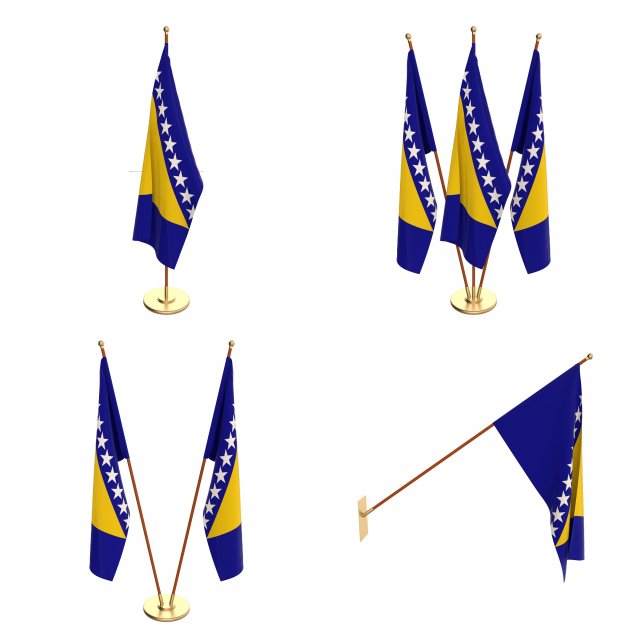 bosnia and herzegovina flag pack 3D Model .c4d .max .obj .3ds .fbx .stl .blend 