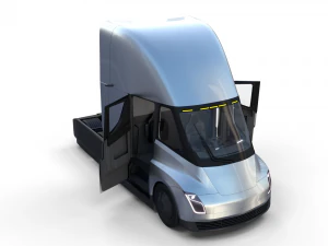 tesla truck with interior silver 3D Model