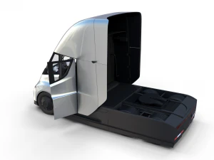 tesla truck with interior silver 3D Model