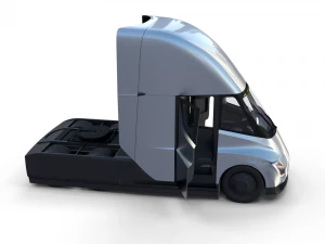 tesla truck with interior silver 3D Model