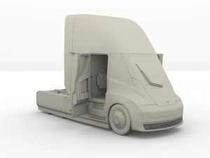 tesla truck with interior silver 3D Model