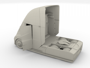 tesla truck with interior silver Modello 3D