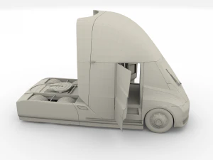 tesla truck with interior silver 3D Model