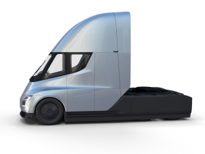 tesla truck with interior and trailer silver 3D Model